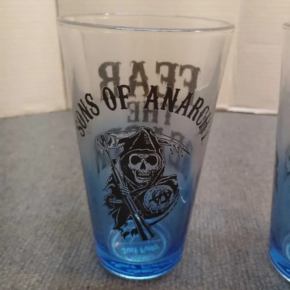Sons of Anarchy Fear The Reaper Pint Glasses 2 Pack Just Funky Blue